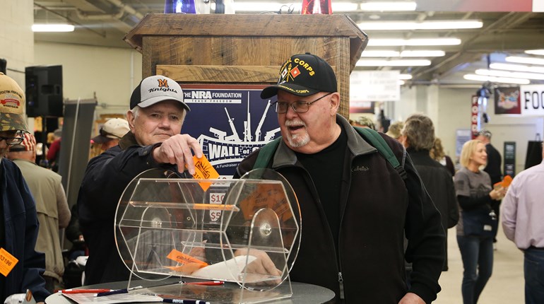 The NRA Foundation Wall of Guns raffle at the Great American Outdoor Show